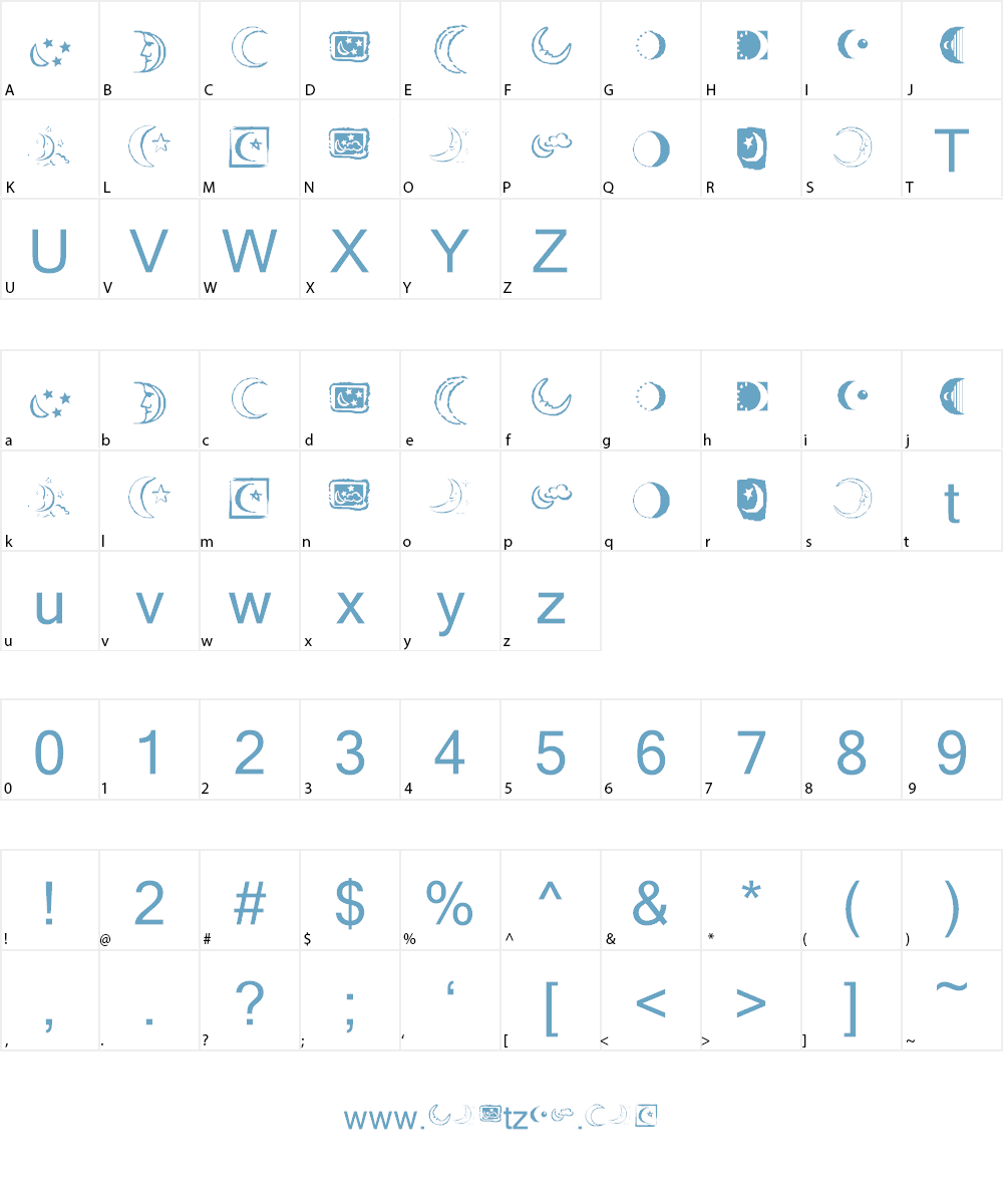 KR Crescent Moons Font Character